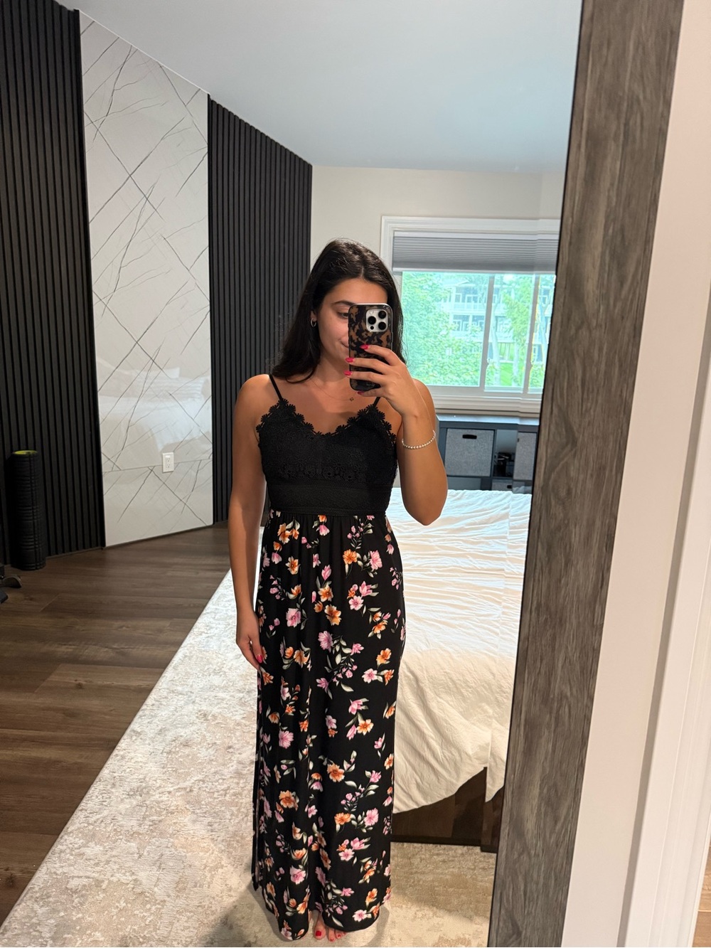 No Boundaries Black Floral Lace-Top Maxi Dress